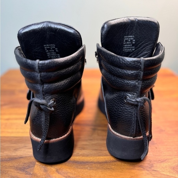 Coach Urban Hiker Platform Wedge Chunky Boot Rare Black Leather Shoe 9.5 - Picture 2 of 11